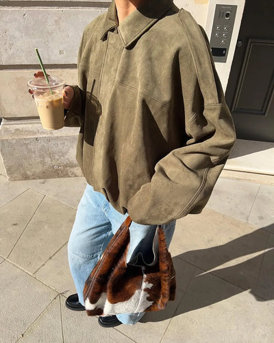 Verdua – Luxe touch – Faux suede bomber jacket
